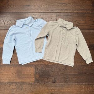 Children’s Place Kids Long Sleeve Polo Shirts - Light Blue and Heather Gray
